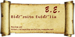 Blázsits Eulália névjegykártya